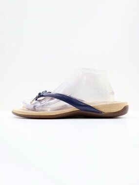 Vionic Bella II Blue Patent Leather Lightweight Flat Thong Sandals - 10